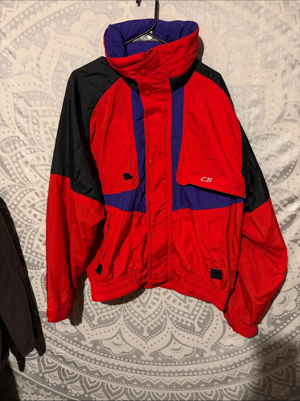 Vintage CB Sports Ski Jacket Mens Medium Red Colorblock 80s 90s